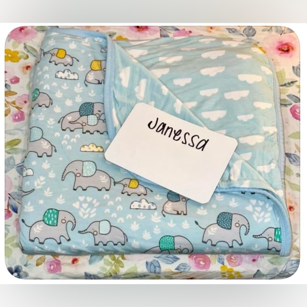Little Sleepies Blue Elephant Snuggles Bamboo Cloud Blanket